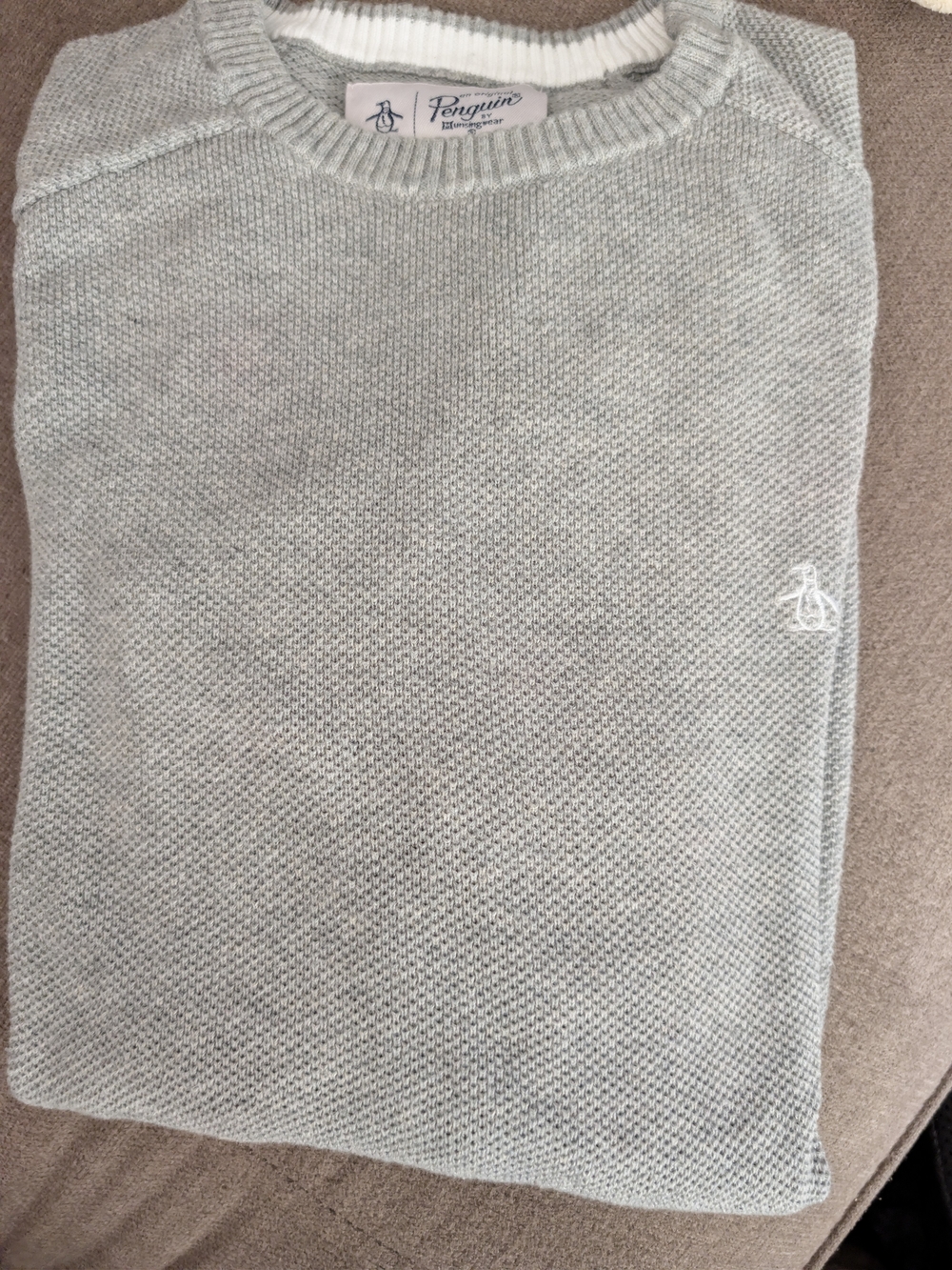 Original Penguin Men's Light Heather Gray Crewneck Sweater
